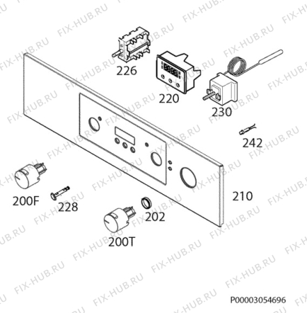 Взрыв-схема плиты (духовки) Zanussi ZOS35802XD - Схема узла Command panel 037